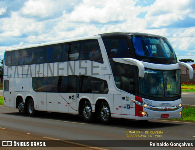 Auto Viação Catarinense 3505 na cidade de Guarapuava, Paraná, Brasil, por Reinaldo Gonçalves. ID da foto: 6445369.