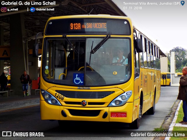 Viação Leme 1208 na cidade de Jundiaí, São Paulo, Brasil, por Gabriel Giacomin de Lima. ID da foto: 6446744.