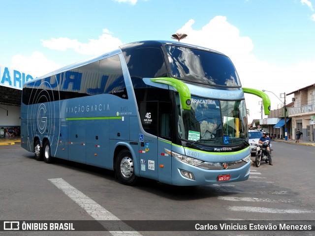 Viação Garcia 8401 na cidade de Osvaldo Cruz, São Paulo, Brasil, por Carlos Vinicius Estevão Menezes. ID da foto: 6401039.