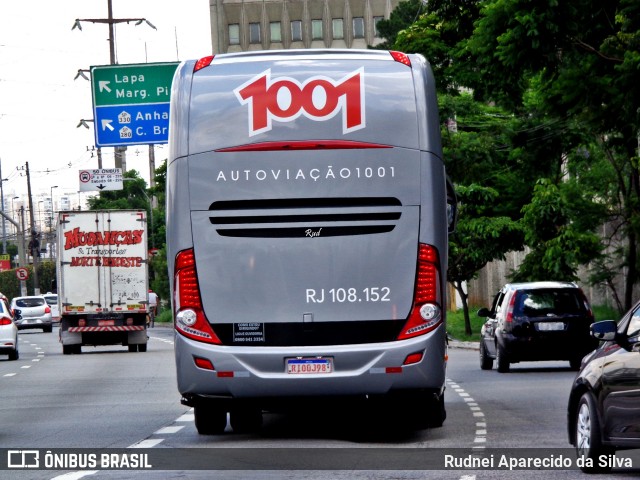 Auto Viação 1001 RJ 108.152 na cidade de São Paulo, São Paulo, Brasil, por Rudnei Aparecido da Silva. ID da foto: 6449711.