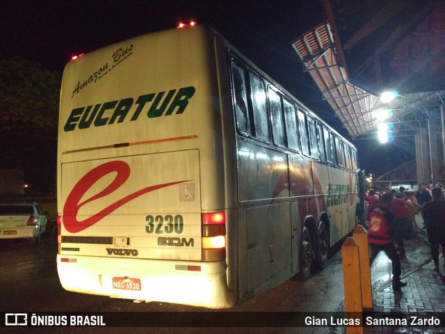 Eucatur - Empresa União Cascavel de Transportes e Turismo 3230 na cidade de Ouro Preto do Oeste, Rondônia, Brasil, por Gian Lucas  Santana Zardo. ID da foto: 6467167.