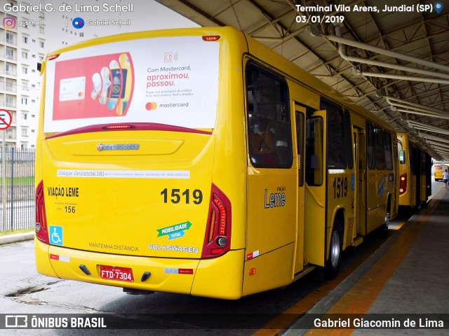 Viação Leme 1519 na cidade de Jundiaí, São Paulo, Brasil, por Gabriel Giacomin de Lima. ID da foto: 6406669.