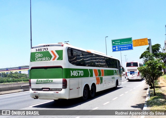 Cia. São Geraldo de Viação 14670 na cidade de São Paulo, São Paulo, Brasil, por Rudnei Aparecido da Silva. ID da foto: 6405342.