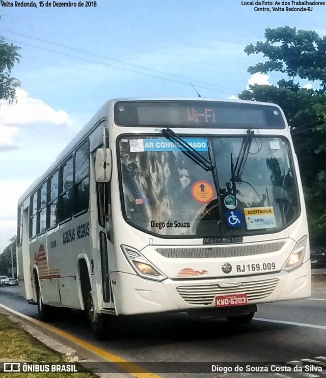 Viação Agulhas Negras RJ 169.009 na cidade de Volta Redonda, Rio de Janeiro, Brasil, por Diego de Souza Costa da Silva. ID da foto: 6417079.