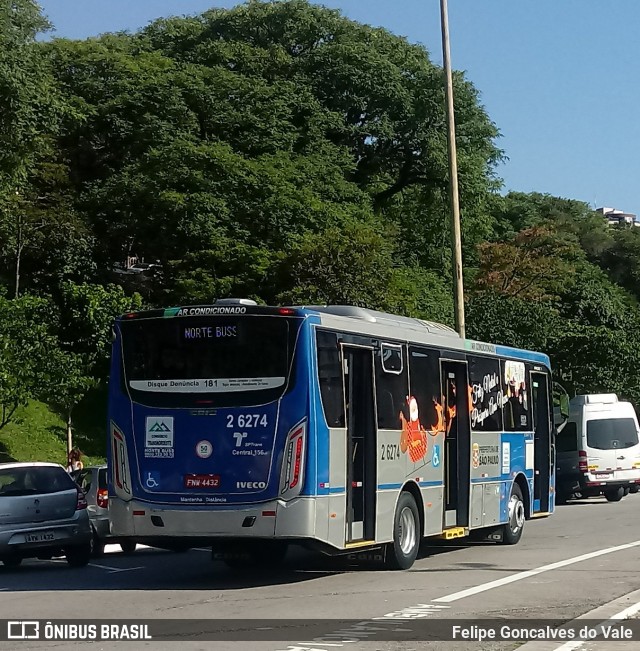 Transcooper > Norte Buss 2 6274 na cidade de São Paulo, São Paulo, Brasil, por Felipe Goncalves do Vale. ID da foto: 6421737.