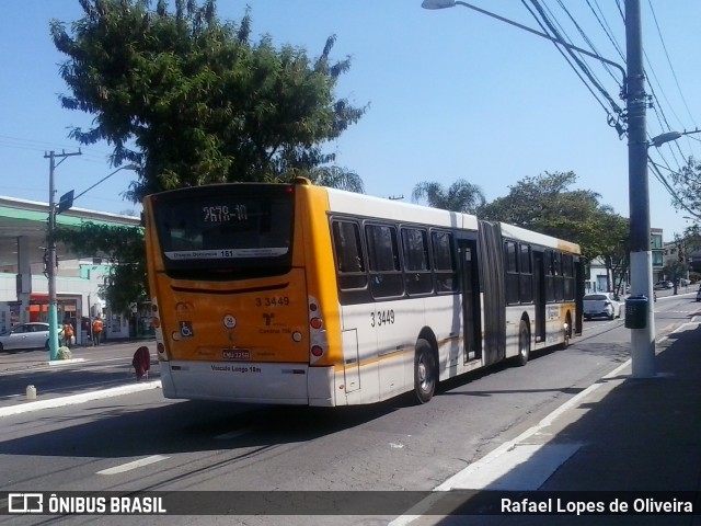 Viação Metrópole Paulista - Zona Leste 3 3449 na cidade de São Paulo, São Paulo, Brasil, por Rafael Lopes de Oliveira. ID da foto: 7105697.