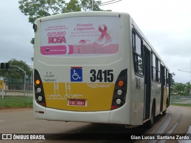 Empresa de Transporte São Judas Tadeu 3415 na cidade de Rio Branco, Acre, Brasil, por Gian Lucas  Santana Zardo. ID da foto: 7133458.