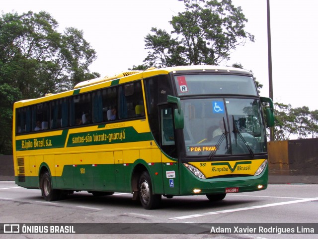 Viação Rápido Brasil 981 na cidade de Cubatão, São Paulo, Brasil, por Adam Xavier Rodrigues Lima. ID da foto: 7134462.