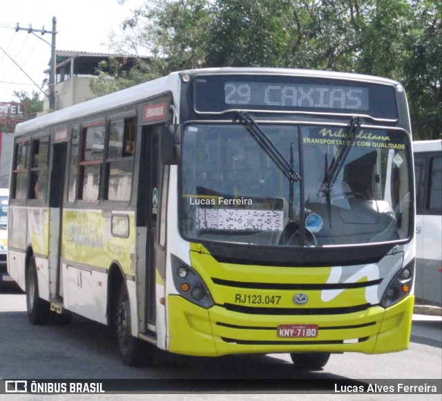 Viação Nilopolitana RJ 123.047 na cidade de Nova Iguaçu, Rio de Janeiro, Brasil, por Lucas Alves Ferreira. ID da foto: 7139322.