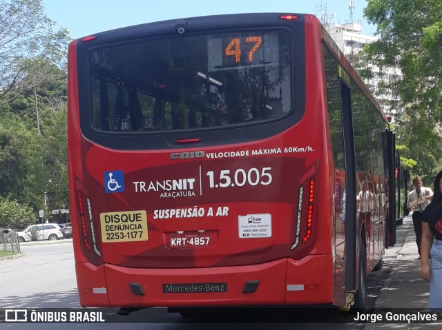 Viação Araçatuba 1.5.005 na cidade de Niterói, Rio de Janeiro, Brasil, por Jorge Gonçalves. Número da foto: #7144238.