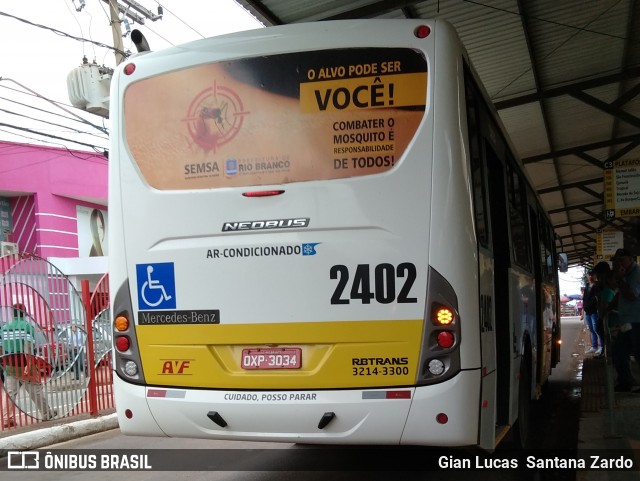 Auto Viação Floresta 2402 na cidade de Rio Branco, Acre, Brasil, por Gian Lucas  Santana Zardo. ID da foto: 7148574.