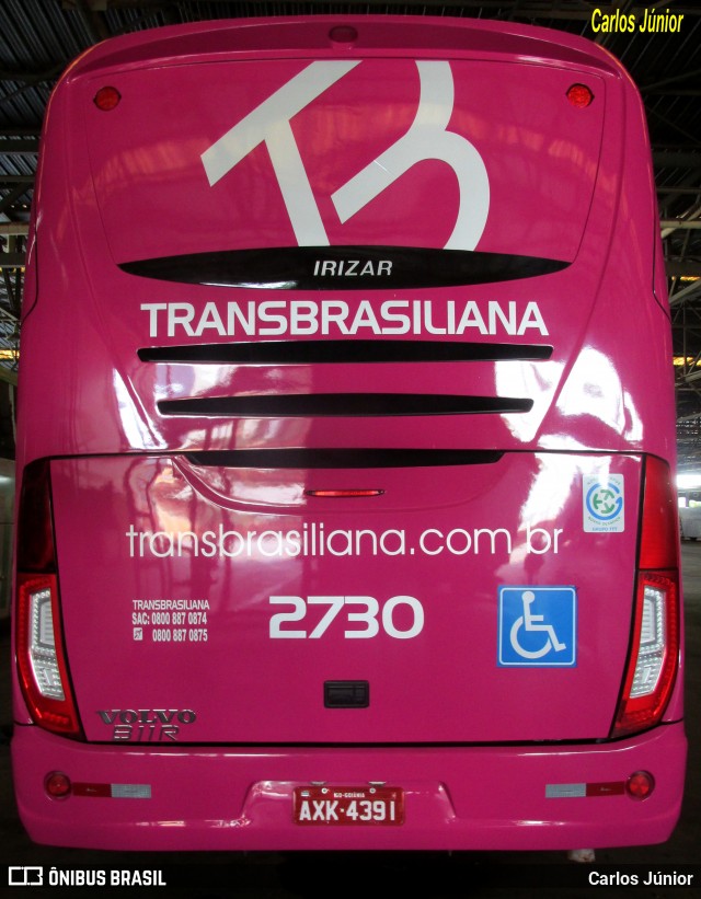 Transbrasiliana Transportes e Turismo 2730 na cidade de Goiânia, Goiás, Brasil, por Carlos Júnior. ID da foto: 7149820.