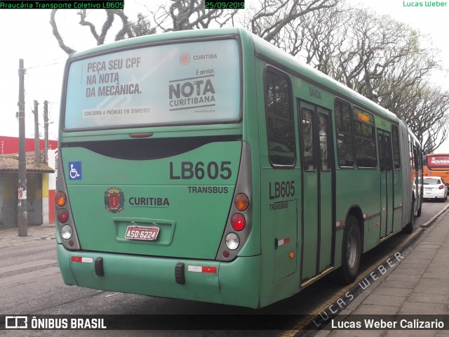 Araucária Transportes Coletivos LB605 na cidade de Curitiba, Paraná, Brasil, por Lucas Weber Calizario. ID da foto: 7149767.