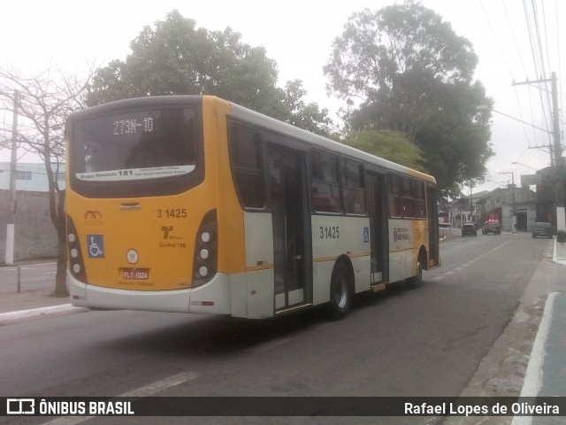 Viação Metrópole Paulista - Zona Leste 3 1425 na cidade de São Paulo, São Paulo, Brasil, por Rafael Lopes de Oliveira. ID da foto: 7150019.