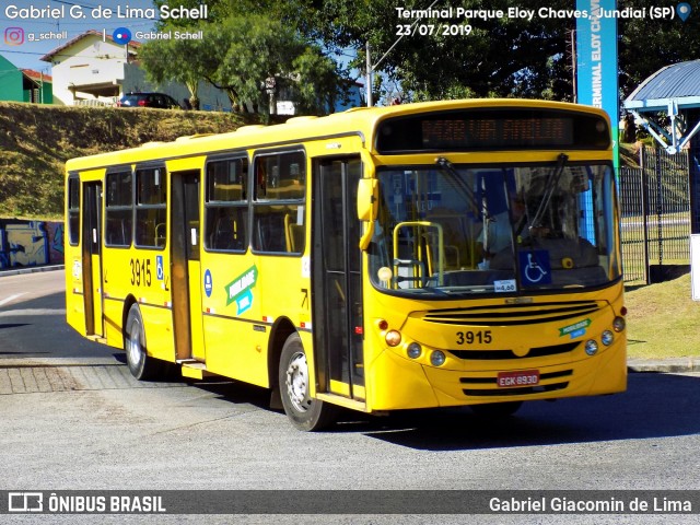 Auto Ônibus Três Irmãos 3915 na cidade de Jundiaí, São Paulo, Brasil, por Gabriel Giacomin de Lima. Número da foto: #7153011.