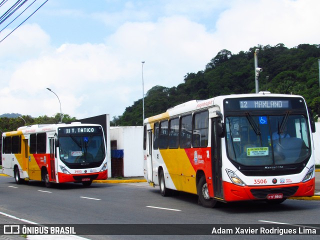 Viação Piracicabana Praia Grande 3506 na cidade de Praia Grande, São Paulo, Brasil, por Adam Xavier Rodrigues Lima. Número da foto: #7152077.