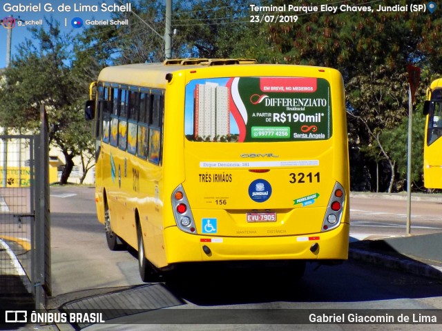 Auto Ônibus Três Irmãos 3211 na cidade de Jundiaí, São Paulo, Brasil, por Gabriel Giacomin de Lima. Número da foto: #7153047.