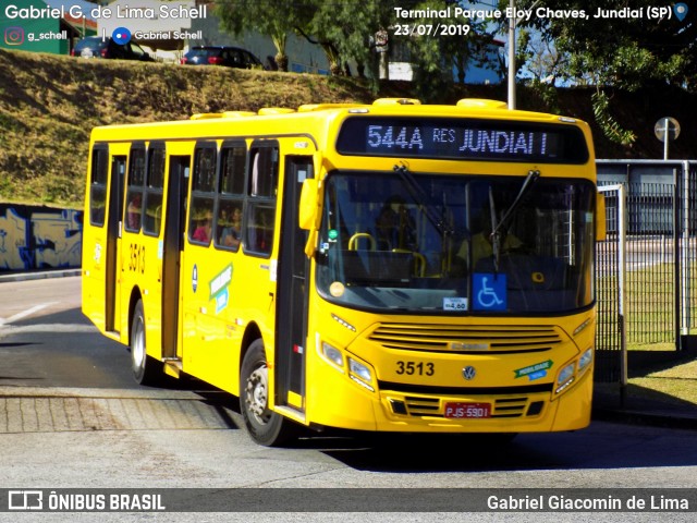 Auto Ônibus Três Irmãos 3513 na cidade de Jundiaí, São Paulo, Brasil, por Gabriel Giacomin de Lima. ID da foto: 7153030.