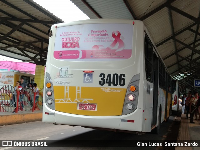 Empresa de Transporte São Judas Tadeu 3406 na cidade de Rio Branco, Acre, Brasil, por Gian Lucas  Santana Zardo. ID da foto: 7161327.