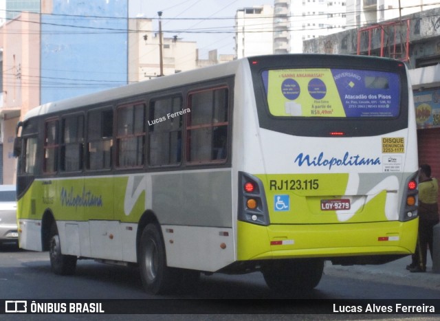 Viação Nilopolitana RJ 123.115 na cidade de Nova Iguaçu, Rio de Janeiro, Brasil, por Lucas Alves Ferreira. ID da foto: 7160116.