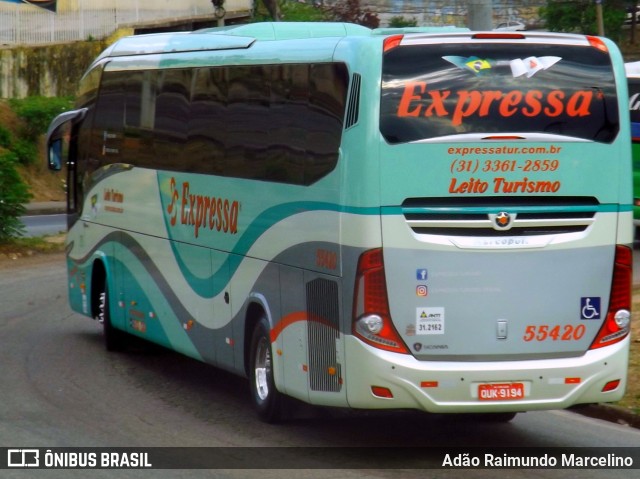 Expressa Turismo 55420 na cidade de Belo Horizonte, Minas Gerais, Brasil, por Adão Raimundo Marcelino. ID da foto: 7162781.