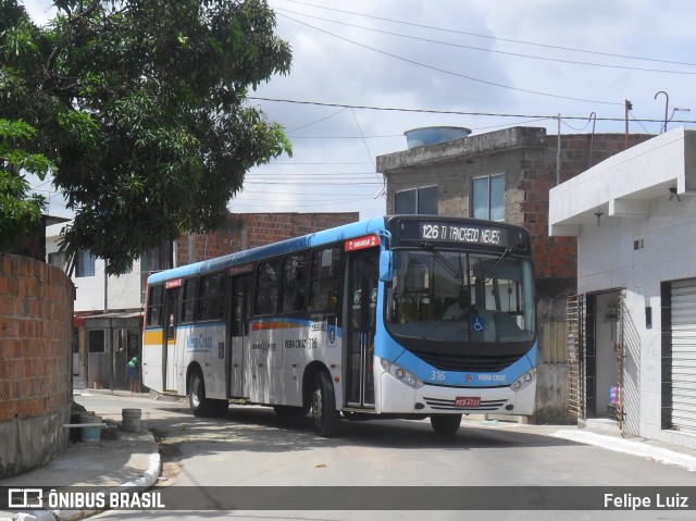 Expresso Vera Cruz 316 na cidade de Recife, Pernambuco, Brasil, por Felipe Luiz. Número da foto: #7163576.
