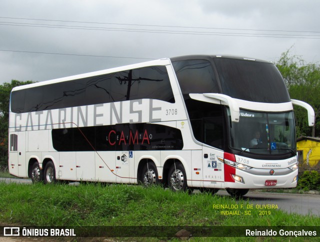 Auto Viação Catarinense 3708 na cidade de Indaial, Santa Catarina, Brasil, por Reinaldo Gonçalves. ID da foto: 7166608.