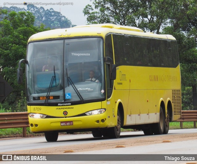 Viação Itapemirim 8709 na cidade de Congonhas, Minas Gerais, Brasil, por Thiago Souza. Número da foto: #7170069.