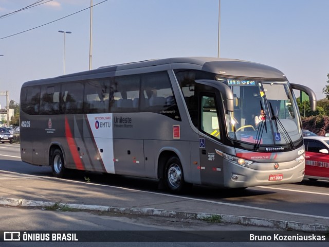 Empresa de Ônibus Pássaro Marron 45205 na cidade de São Paulo, São Paulo, Brasil, por Bruno Kozeniauskas. Número da foto: #7177928.