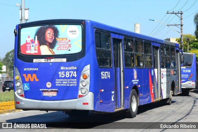 Viação Miracatiba 15.874 na cidade de Taboão da Serra, São Paulo, Brasil, por Eduardo Ribeiro. ID da foto: 7180254.