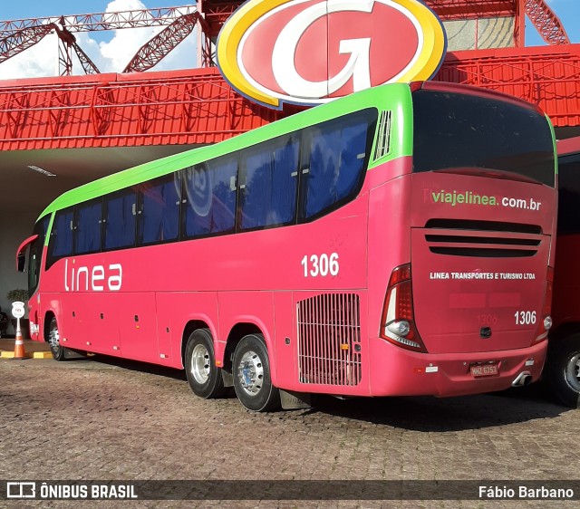 Linea Transportes e Turismo Ltda. 1306 na cidade de São Carlos, São Paulo, Brasil, por Fábio Barbano. ID da foto: 7182541.