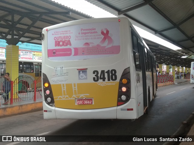 Empresa de Transporte São Judas Tadeu 3418 na cidade de Rio Branco, Acre, Brasil, por Gian Lucas  Santana Zardo. ID da foto: 7182581.