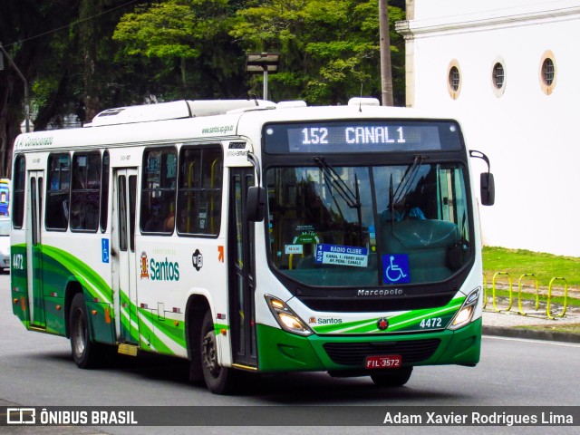 Viação Piracicabana Santos 4472 na cidade de Santos, São Paulo, Brasil, por Adam Xavier Rodrigues Lima. Número da foto: #7183760.