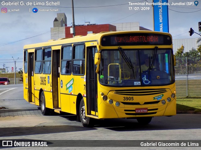 Auto Ônibus Três Irmãos 3905 na cidade de Jundiaí, São Paulo, Brasil, por Gabriel Giacomin de Lima. Número da foto: #7116126.