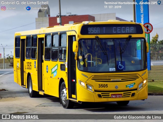 Auto Ônibus Três Irmãos 3505 na cidade de Jundiaí, São Paulo, Brasil, por Gabriel Giacomin de Lima. ID da foto: 7116118.