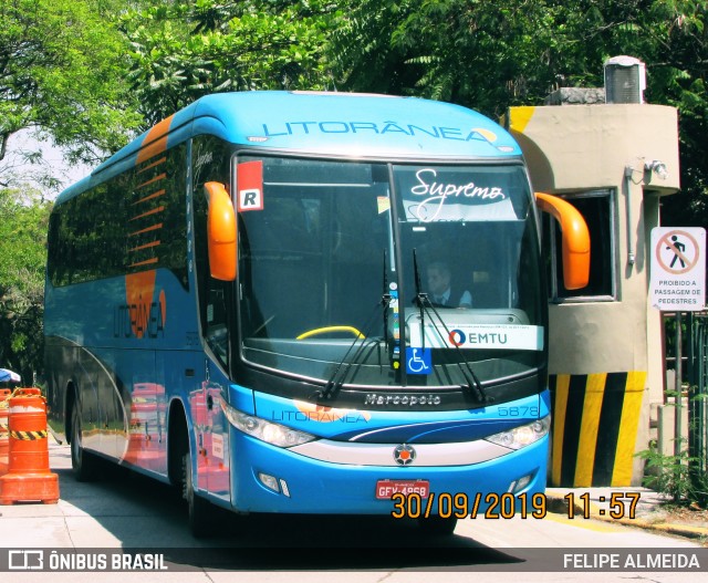 Litorânea Transportes Coletivos 5878 na cidade de São Paulo, São Paulo, Brasil, por FELIPE ALMEIDA. ID da foto: 7117382.