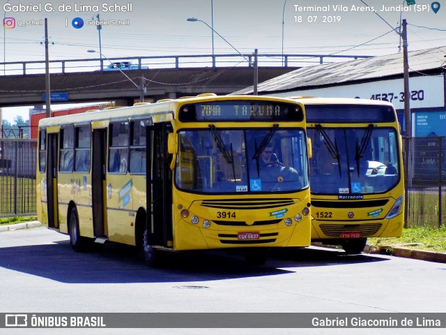 Auto Ônibus Três Irmãos 3914 na cidade de Jundiaí, São Paulo, Brasil, por Gabriel Giacomin de Lima. Número da foto: #7119713.