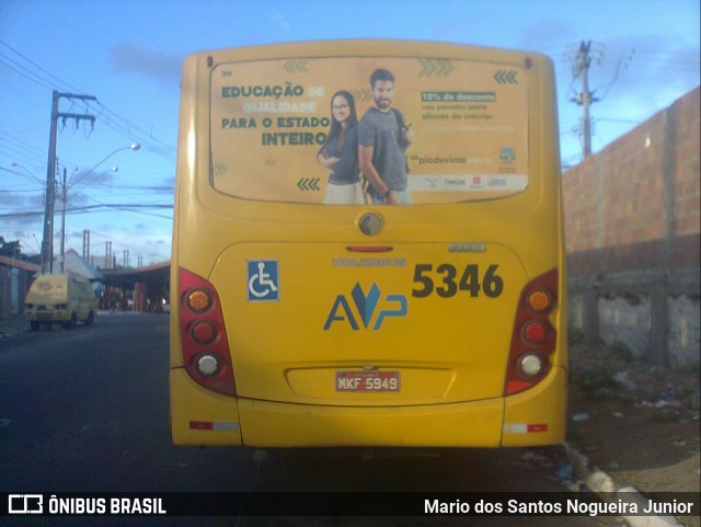 AVP - Auto Viação Paraíso 5346 na cidade de Aracaju, Sergipe, Brasil, por Mario dos Santos Nogueira Junior. ID da foto: 7123280.