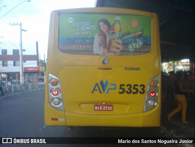 AVP - Auto Viação Paraíso 5353 na cidade de Aracaju, Sergipe, Brasil, por Mario dos Santos Nogueira Junior. ID da foto: 7125610.