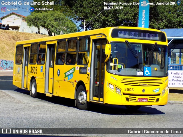 Auto Ônibus Três Irmãos 3503 na cidade de Jundiaí, São Paulo, Brasil, por Gabriel Giacomin de Lima. ID da foto: 7127469.