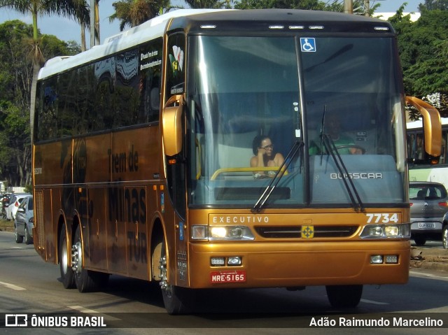 Trem de Minas Tur 7734 na cidade de Contagem, Minas Gerais, Brasil, por Adão Raimundo Marcelino. ID da foto: 7130360.