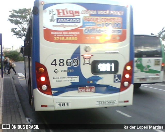 Onicamp Transporte Coletivo 4869 na cidade de Campinas, São Paulo, Brasil, por Raider Lopes Martins. Número da foto: #7220228.