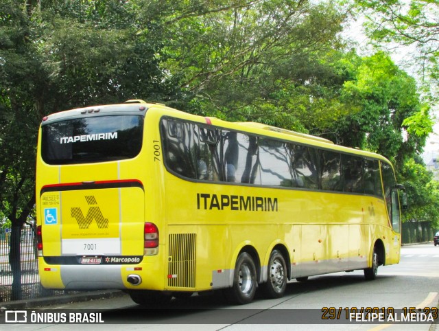 Viação Itapemirim 7001 na cidade de São Paulo, São Paulo, Brasil, por FELIPE ALMEIDA. ID da foto: 7225848.