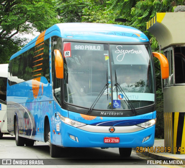 Litorânea Transportes Coletivos 5985 na cidade de São Paulo, São Paulo, Brasil, por FELIPE ALMEIDA. ID da foto: 7229126.