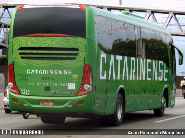 Auto Viação Catarinense 3312 na cidade de Belo Horizonte, Minas Gerais, Brasil, por Adão Raimundo Marcelino. ID da foto: 7231159.