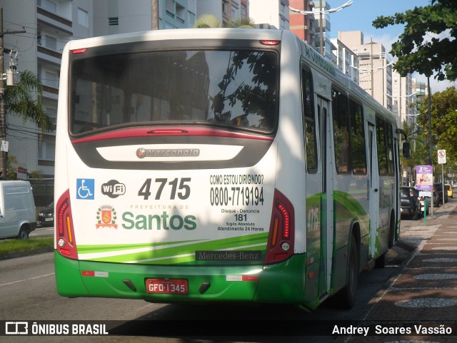 Viação Piracicabana Santos 4715 na cidade de Santos, São Paulo, Brasil, por Andrey  Soares Vassão. ID da foto: 7229557.