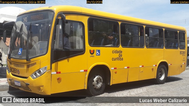 Transporte Coletivo Glória BC851 na cidade de Curitiba, Paraná, Brasil, por Lucas Weber Calizario. ID da foto: 7229747.