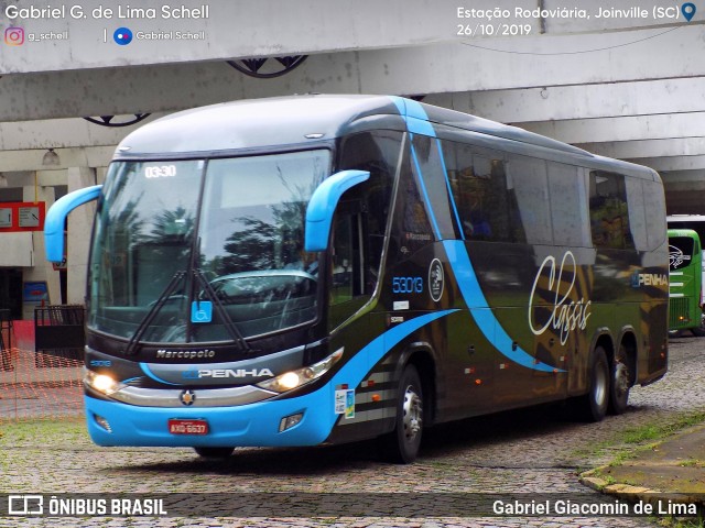 Empresa de Ônibus Nossa Senhora da Penha 53013 na cidade de Joinville, Santa Catarina, Brasil, por Gabriel Giacomin de Lima. ID da foto: 7230880.