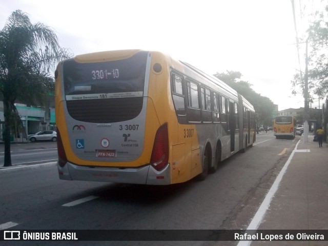 Viação Metrópole Paulista - Zona Leste 3 3007 na cidade de São Paulo, São Paulo, Brasil, por Rafael Lopes de Oliveira. ID da foto: 7232189.