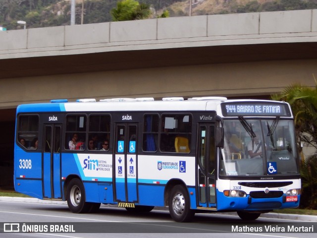 Emflotur - Empresa Florianópolis de Transportes Coletivos 3308 na cidade de Florianópolis, Santa Catarina, Brasil, por Matheus Vieira Mortari. Número da foto: #7233509.